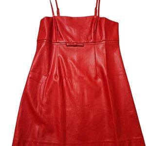 Women's French Connection Scarlet Faux Leather Midi Dress NWT